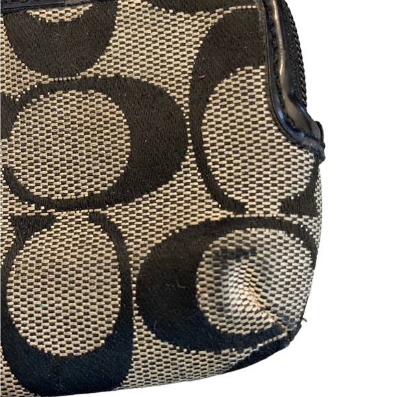 SOLD ❗️Coach Monogram Black Jacquard Mini Zipper Purse Pouch ID Card Wallet - Picture 10 of 11